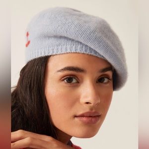 Kerri Rosenthal Ligjt Blue Anchor Cashmere Beret
